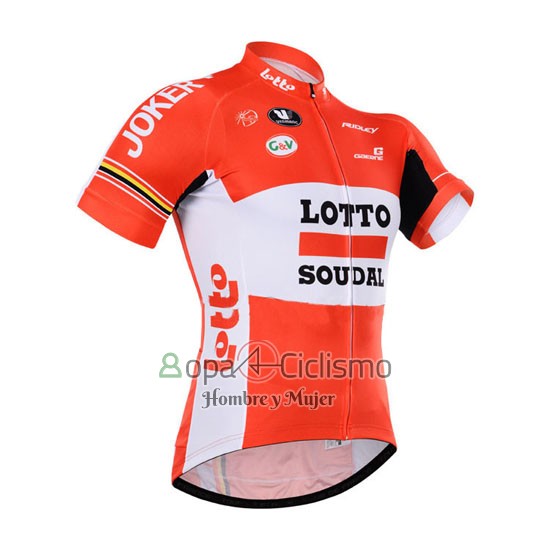 Lotto Soudal Ropa Ciclismo Culotte Corto 2015 Mangas Cortas Blanco Rojo